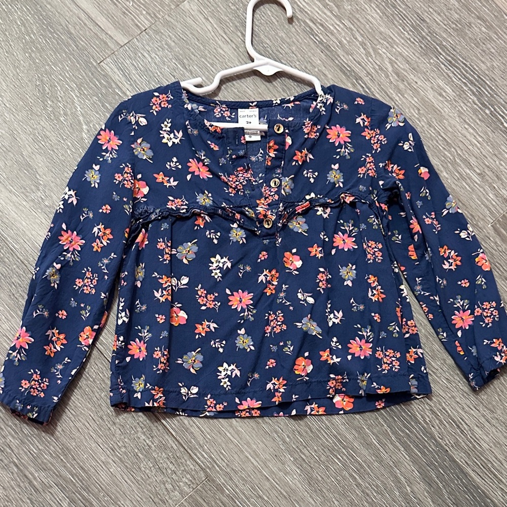 Carter's Navy Floral Kids Blouse